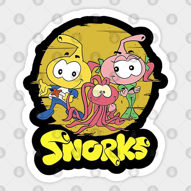 All About Snorks Showcase the Whimsical Charm and Unique Personalities of the Snorkland Residents on a Tee Sticker by Frozen Jack monster